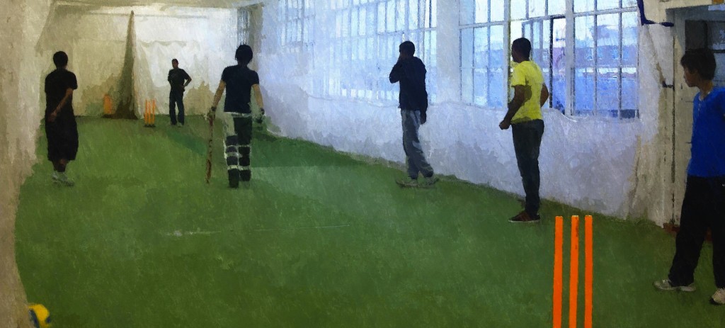 In the nets at Leicester Community Sports- Cricket Academy